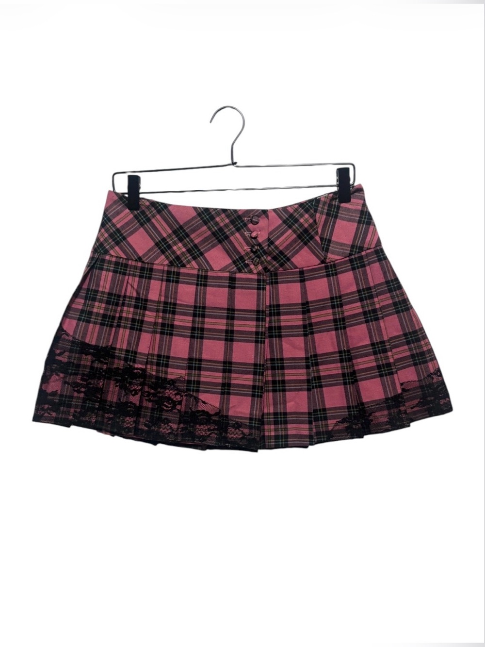 Necessary objects Lace-Trim Pleated Mini Skirt